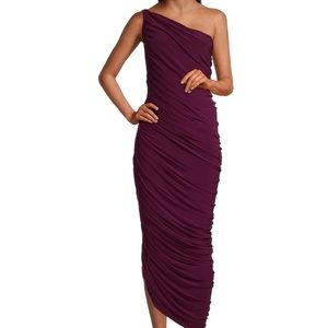 Norma Kamali Midi Ruched One Shoulder Dress in Plum. Size M. Worn once !
